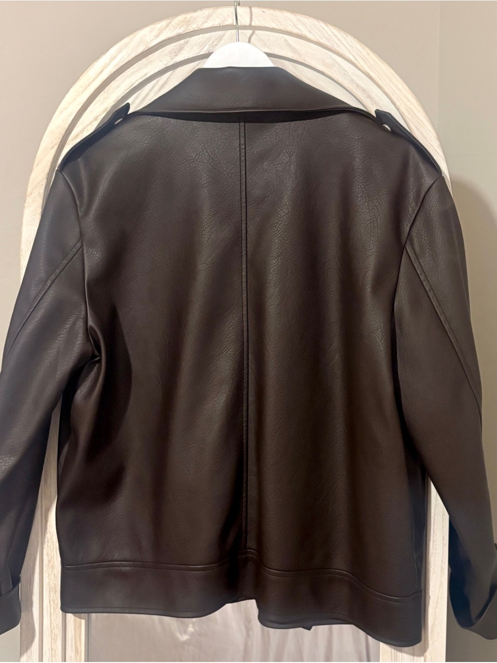 Avec Les Filles Brown Vegan Leather Utility Jacket Size L (oversized) - Picture 4 of 7
